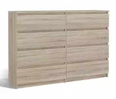 2x Topeshop Komoda su 8 stalčiais Malwa 138x97x40cm, ąžuolo sonoma spalvos
