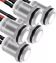 5 vnt. 12mm metaliniai mygtukiniai jungikliai su laidais