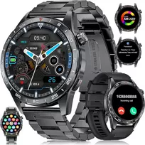 Lige išmanusis laikrodis vyrams su metaliniu dirželiu, skirtas Android Ios, 1.43 colio amoled ekranas, 110+ sporto režimų, bluetooth skambučiai, ip68 vandeniui atsparus fitneso laikrodis su širdies ritmo, spo2, miego monitoriumi, 3 apyrankės