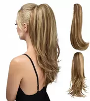 Noah Ncdshair Garbanota uodega, prisegami plaukai, poni uodegos, plaukų priauginimas, kuodelis 50 cm, mišrus rudas