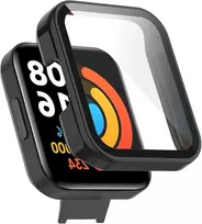 Awaduo pilnos apsaugos pc dėklas išmaniajam laikrodžiui su grūdinto stiklo ekrano apsauga, skirtas redmi mi watch 2 lite, minkštas ir patvarus, juodas