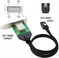 Chenyang mini sas sff-8087 36pin host to sff-8088 26pin external extension data cable pcba with low profile bracket