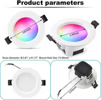 Pakabinamas šviestuvas Wlan bluetooth 9 w reguliuojamas led įleidžiamas prožektorius, lubų šviestuvas, wifi su išmaniuoju skydeliu, išmanusis tiltas, suderinamas su alexa, google assistant, rgbwc, 10 vnt. rinkinys