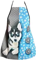 Rankšluostis Dekumdekum virtuvinis prijuostė su Husky šunimi, apsauginis prijuostė su haskiu