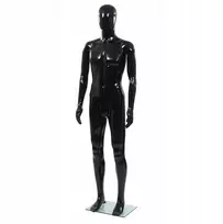 Vyriškas manekenas su stikliniu pagrindu, juodas, blizgus, 185 cm