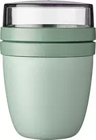 Rosti Mepal Mepal - Lunchpot Ellipse - praktiškas jogurto ir granolos indelis - atskiras skyrius jogurtui ir granolai - tinkamas šaldikliui, mikrobangų krosnelei ir indaplovei - 500 ml + 200 ml - Nordic Sage