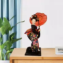 Japoniškas rankų darbo geišos skulptūra 25 cm lėlės kimono E stiliaus stalui