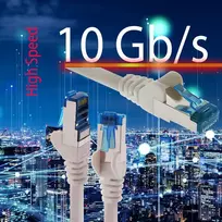 1attack.de 5 x 0,5 m Cat.6 - Ethernet Gigabit Lan tinklo Patch kabelis Rj45 Cat 6 A 10000Mbit s Sftp Pimf 500 Mhz - pilkas