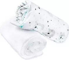 Flyideas 2 dalių patalynės komplektas lovytei 80 x 160 cm - 1 paklodė su guma iš 100% medvilnės ir 1 neperšlampamas čiužinio apsauga - kvėpuojantis ir hipoalerginis