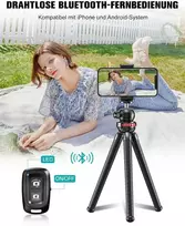 Objektyvas Cirycase Lankstus telefono trikojis, mini asmenukių lazda-trikojis išmaniesiems telefonams su belaidžiu nuotolinio valdymo pulteliu, 360° pasukamas nešiojamas fotoaparato trikojis, suderinamas su mobiliaisiais telefonais, foto ir video rinkiniais