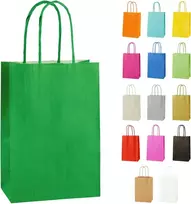 Thepaperbagstore 10 itin mažų popierinių maišelių vakarėliams ir dovanoms su rankenėlėmis - žali - 140 x 210 x 80 mm