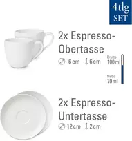 Villeroy & Boch For Me 2 puodeliai ir lėkštelės kavai