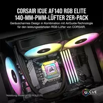 Corsair Af140 Rgb Elite 140mm Pwm ventiliatorių rinkinys su Rgb apšvietimu
