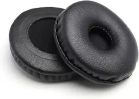 Atsarginės odinės ausų pagalvėlės, ausų pagalvėlių keitimo rinkinys, tinkantis daugumai ausinių modelių: universalus skersmuo 55 mm (1 pora, juodos)