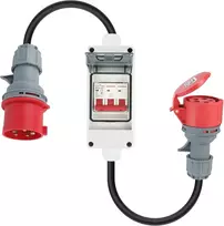 Pfloge® Cee adapteris, 32a į 16a adapteris su grandinės pertraukikliu 5 kontaktų 400v jungtis didelės srovės adapteris, Ip 44, Cee ilginamasis laidas 1 m