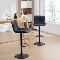 Kidol & Shellder baro kėdės, juodos, 2 vnt., pramoninės virtuvės, besisukančios, reguliuojamo aukščio, su aukšta atlošo dirbtinės odos pagalvėle, greitas surinkimas
