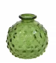 Stiklinė žalia vaza 8,1x8,6cm reljefinė vaza