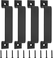 Chuehkak 4 dalių stumdomų durų rankena, juoda durų rankena, stumdomų durų rankena, metalinės prisukamos rankenos su 8 varžtais vartams, stumdomoms durims, garažams, spintelėms, spintelėms