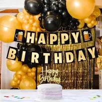 Sumerk 15 vnt. gimtadienio dekoracija girlianda "happy birthday", auksinė gimtadienio dekoracija "happy birthday" jaunoms moterims
