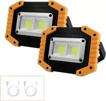Tekstap Led statybinis prožektorius su baterija, nešiojama kempingo lempa, 2 x Cob 30 W 1500 Lm Led darbo lemputė Usb garažui, lauko stovyklavimui, žvejybai, avarinėms statybvietėms, 3 šviesos režimai (2 vnt.)