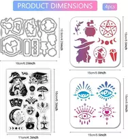 Globleland magiškos raganystės štampų ir iškirtimo formų rinkinys kortelių gamybai būrimo įrankių štampai ir trafaretas magiškos akies apskritimo spalvos įspaudimo trafaretas "pasidaryk pats" scrapbooking amatų albumų priedams