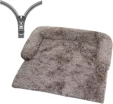 Nyescasa šuns lova dideliems ir mažiems šunims, sofos apsauga, pliušinė, pūkuota, kvėpuojanti katės lova, šilta žiemą, patvari šuns sofa, skalbiama, neslystanti šuns pagalvėlė (m apytiksl. 90 x 90 x 20 cm, chaki)