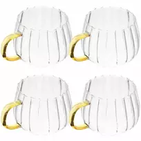 Ryfluota stiklinė su rankena 400ml kavai, arbatai, latte