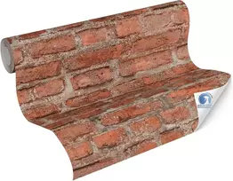 Livingwalls Designdrop 784561 iš anksto įklijuojami flizeliniai tapetai – tapetavimas be klijų – raudoni, rudi – akmens imitacijos tapetai, pagaminti Vokietijoje