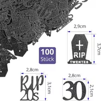 Alegre konfeti 30-ajam gimtadieniui, blizgantys, 20-mečio stiliaus, 100 vnt. pakuotė, konfeti vyrams ir moterims, juoda stalo dekoracija vyrams, gimtadienio serpentinai