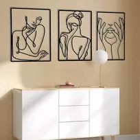Plakatas Accmuzzy 3 vnt. 35 x 25 cm metalinės sienų dekoracijos, vandeniui atspari ir minimalistinė abstraktaus moterų meno siena, modernios sienų skulptūros, skirtos kabinti miegamajame ir svetainėje