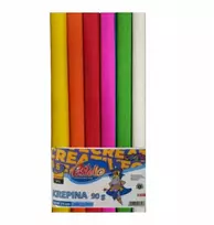 Gofruotas mini krepšinis popierius 6 intensyvių spalvų 25x150 cm rinkinys 6 spalvų