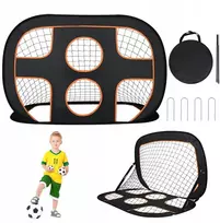 Sulankstomas futbolo vartų rinkinys su tinklu, pompa, adata ir kamuoliu