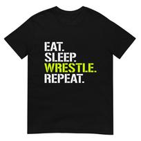 Eat Sleep Wrestle Repeat - Cool Wrestling T-Shirt L gray