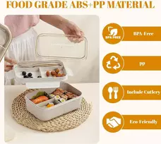 Xwux Bento dėžutė su 5 skyriais ir stalo įrankiais, 1200 ml pietų dėžutė, nepralaidi vaikams ir suaugusiems, galima plauti indaplovėje, galima naudoti mikrobangų krosnelėje, pietų dėžutės į mokyklą, darbą, iškylą, kelionę