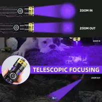 Darkdawn žibintuvėliai uv 395nm šviesos usb įkraunamas ultravioletinis led juodos šviesos žibintuvėlis mini woodsche lempa su priartinimu, detektorius naminių gyvūnų šlapimui, gintarui, urano stiklui, dervos kietinimui, 2 vnt.