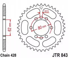 Jt galinė žvaigždutė 843 48 Yamaha dt 80lc '83-84, dt 125 lc sr 125 '80-'94