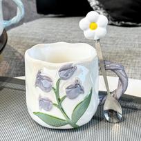 Rankomis tapyta keramikinė tulpės puodelis Juokingas kavos puodelis Kalėdiniai puodeliai Originalūs pusryčių puodeliai Neįprasti puodeliai Puodelis arbatos gėrimui 480ml white