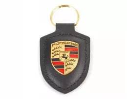 Originalus raktų pakabukas su porsche emblema - juoda natūrali oda wap0500900e