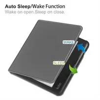 Giopuey dėklas, suderinamas su Kobo Libra Colour, atverčiamas dėklas, pu oda + minkštas tpu dėklas, automatinis užmigdymas/pabudimas, 360° apsauga, pilkas