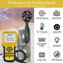 Skaitmeninis vėjo matuoklis Hp-846a, cfm anemometras hvac vėjo matuoklis matuoja vėjo greitį/temperatūrą/vėjo srautą, su usb jungtimi