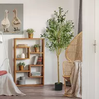 Pofibo dirbtinis alyvmedis - 180 cm dirbtinis augalas su vaisiais, realistiškas dirbtinis medis su lapais ir samanų dekoracija vidaus ir lauko naudojimui, lengva priežiūra, natūrali išvaizda kaip dekoracija