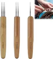 Dreadlocks adata, 3 vnt. 0,5 mm dreadlock nėrimo vąšelis, bambuko adatos audimas, nėrimas, dreadlocks perukas, užrakto adata su bambuko rankenomis, veltinio adata kasoms, perukams ir daugiau, 1 vąšelis, 2 vąšeliai, 3