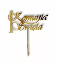 Torto šoninis topperis Pirmoji Komunija Auksinis veidrodinis užrašas
