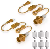Brightark E14 butelių lempos laikiklis su jungikliu ir kištukiniu butelių adapteriu, butelių lempos adapteris, butelių lempų adapterių rinkinys "pasidaryk pats" vyno butelių stalinei lempai auksinės spalvos, 2 vnt.