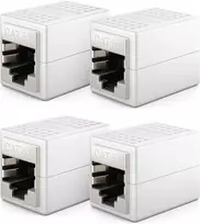 Deleycon Rj45 jungtis, 4 vnt. (10Gbps) Lan kabelio ilgiklis, tinklo kabelio ethernet adapteris, suderinamas su Cat8, Cat7, Cat6, Cat5 patch kabeliu Lan Dsl Poe 2x Rj45 lizdas - baltas