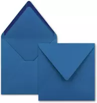 Mėlyni kvadratiniai vokai 15,5x15,5 cm, be langelio, drėgno klijavimo