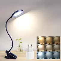 Lova Akynite 36 led įkraunama skaitymo lempa su baterija, usb adapteris įtrauktas, 3 spalvų keitimas ir 3 ryškumo lygiai, lovos lempa su spaustuku be kabelio miegamajam, stalo lempa, juoda