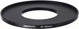 43–82 mm metalinis filtro žiedas, 43–82 mm step-up filtro adapterio žiedas – nuo fotoaparato objektyvo su 43 mm filtro sriegiu iki 82 mm filtro žiedo