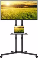Laikiklis Kktoner mobilus tv vežimėlis, skirtas 32–85 colių lcd led plokštiems ekranams, išlenktiems televizoriams, pastatomas tv stovas su ratukais su reguliuojamo aukščio lentyna, maks. vesa 600 x 400 mm, riedantis tv stovas iki 50 kg