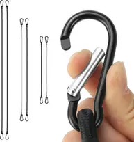 Qwork® 6 vnt. surišimo diržų rinkinys, dydis 60/100/150 cm su karabinu, universalūs surišimo diržai bagažui, stovyklavimui, tentams